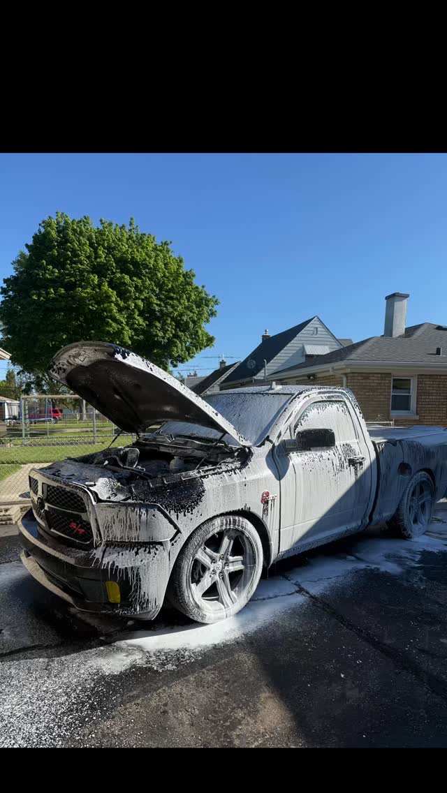Ram R/T mid foam wash with the engine bay open